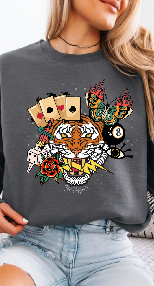 Tigar 8ball charcoal crewneck